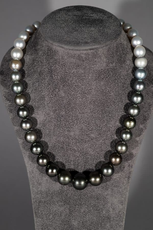 Tahitian and South Sea Ombre Pearl Necklace