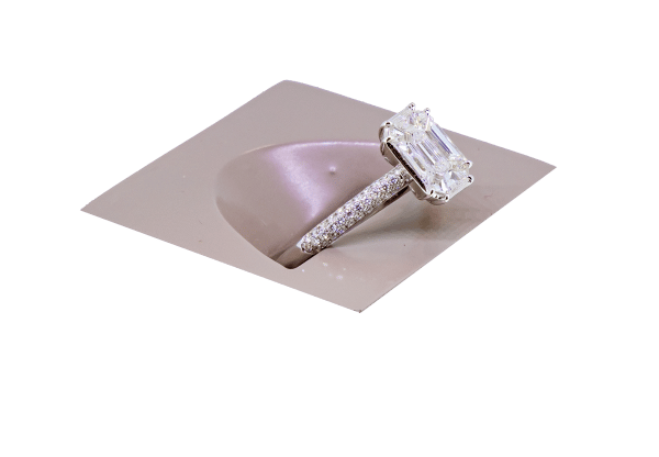 Emerald Cut Style Diamond Illusion Set Solitaire Ring in 18ct White Gold - Image 2