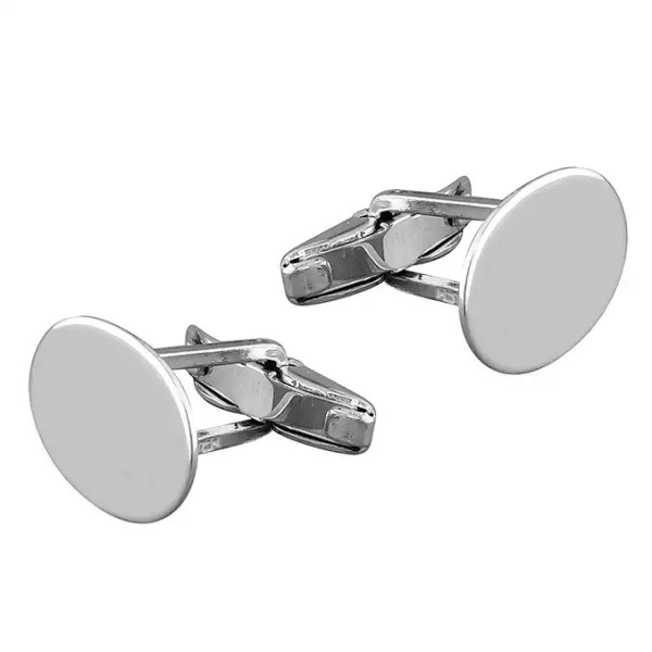 Saint Gyles Plain Sterling Silver Oval Cufflink with Swivel Fitting