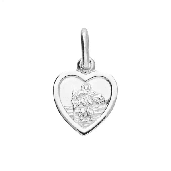 Saint Gyles Sterling Silver Small Heart St. Christopher Pendant